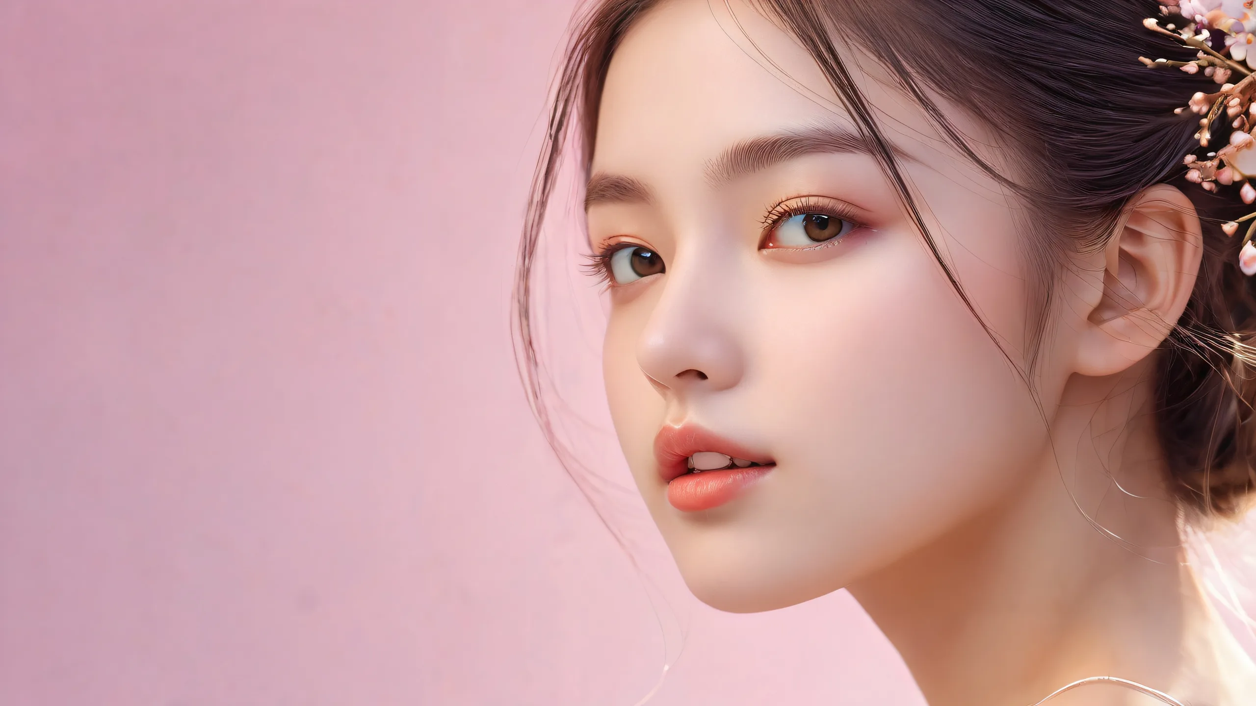 4K Ethereal Goddess in Void Desktop Background A majestic girl standing in a vast, pure void, perfect for your desktop or PC.