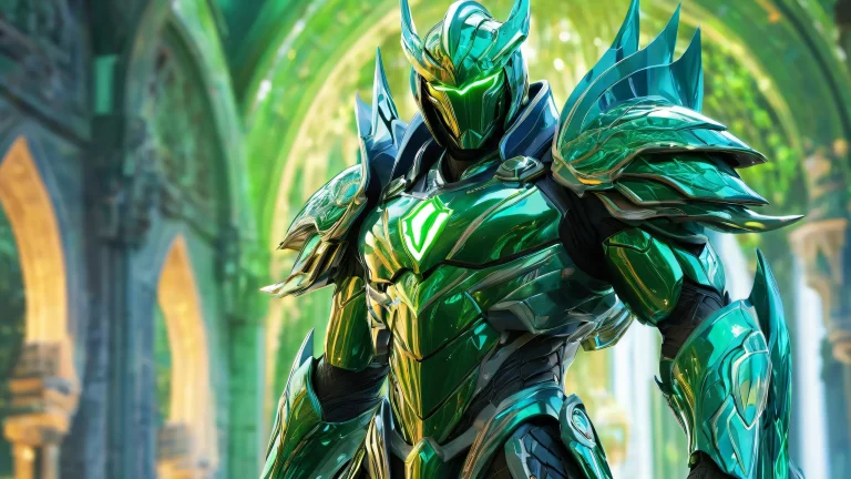 Massive humanoid guardian stands watch in a vast pure void, perfect for desktop/pc backgrounds.