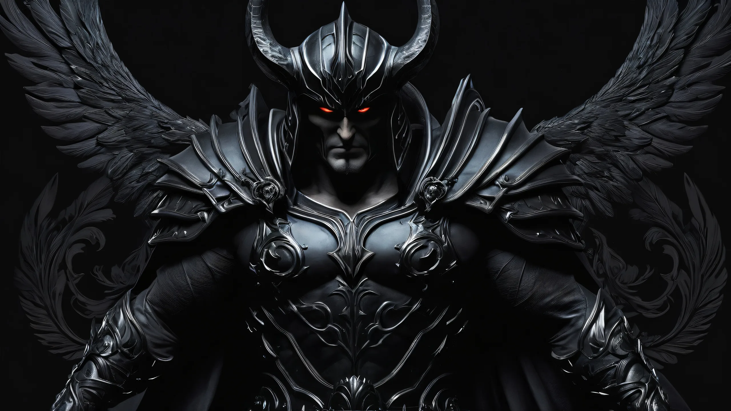 A desktop wallpaper of Ares (Hades) in a vast pure void, perfect for Desktop/PC.