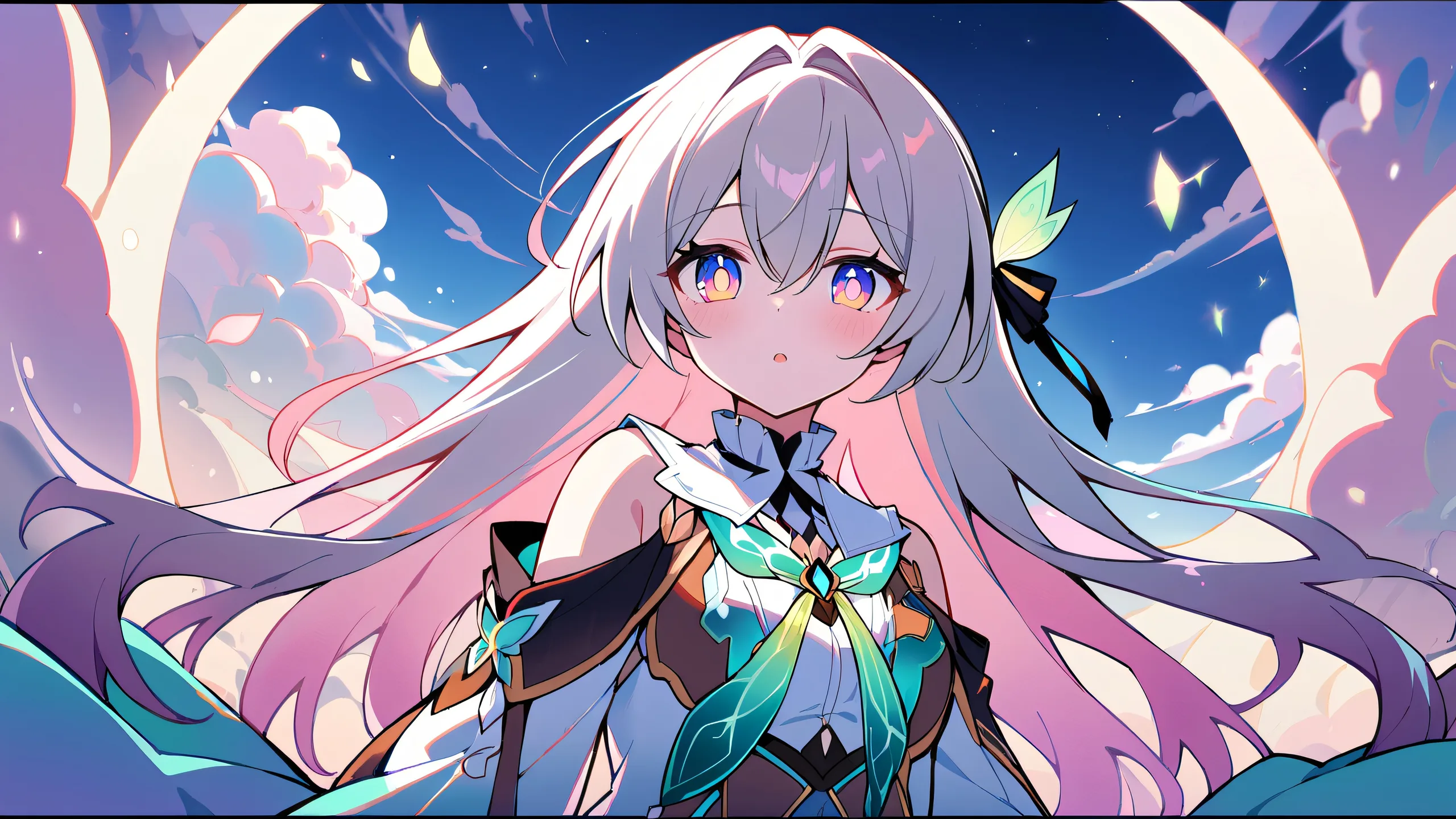 A girl admires the beauty of a perfectly clean, pure void on her desktop/PC.