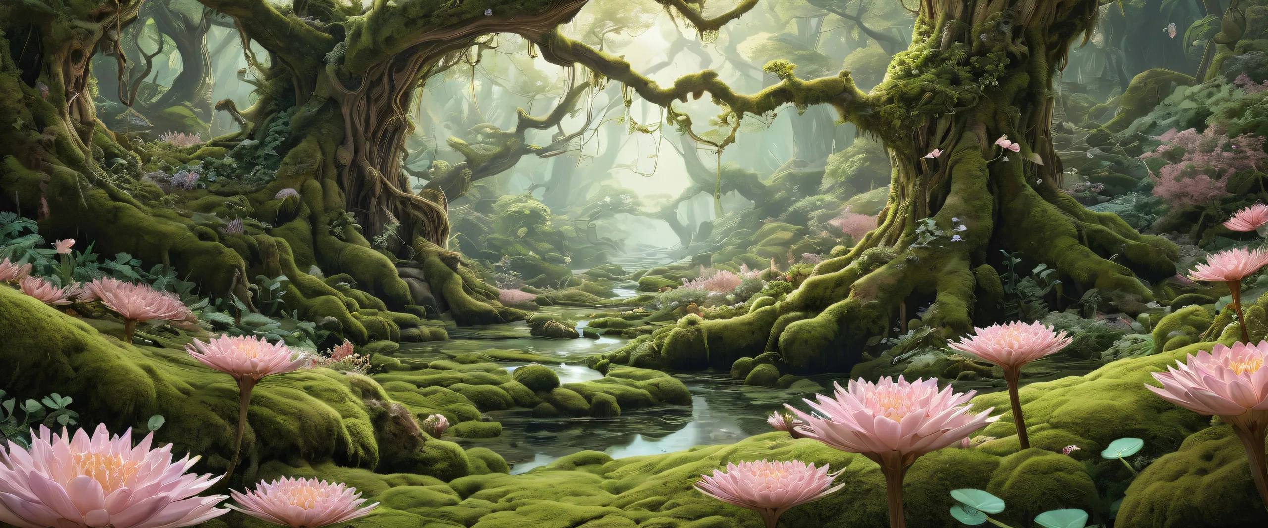 A serene desktop scene featuring delicate herbal tendrils suspended in a vast pure void, perfect for PC or Desktop use.