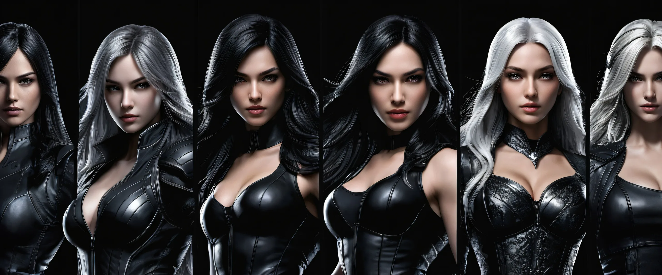 Breathtaking desktop wallpaper of video game characters set against a dark background, perfect for PC or Desktop. Deep depth of field and striking contrast make the characters stand out.