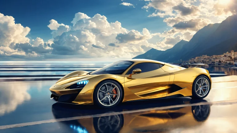 A stunning desktop wallpaper of a car on a vast pure void with clouds and sunlight, perfect for your Desktop/PC.