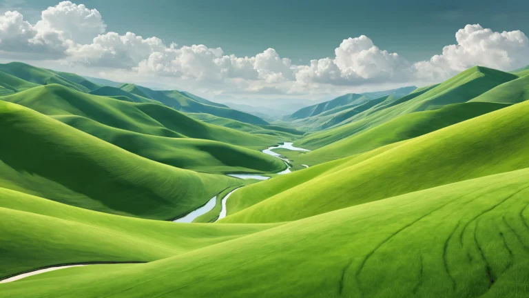 A serene and majestic desktop wallpaper of hills against a soft gray overcast sky, perfect for PC or Desktop use.