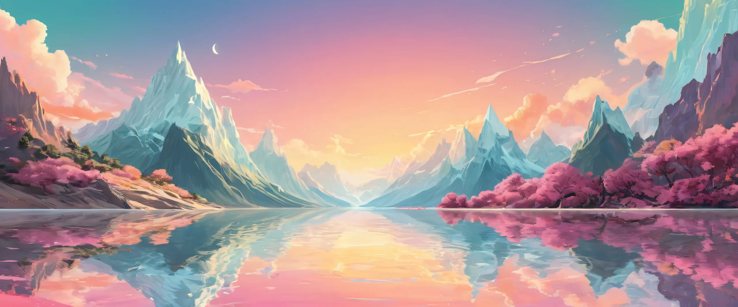 A stunning desktop wallpaper featuring a perfectly clean vast pure void with extreme depth of field and ambient occlusion, suitable for desktop/pc.