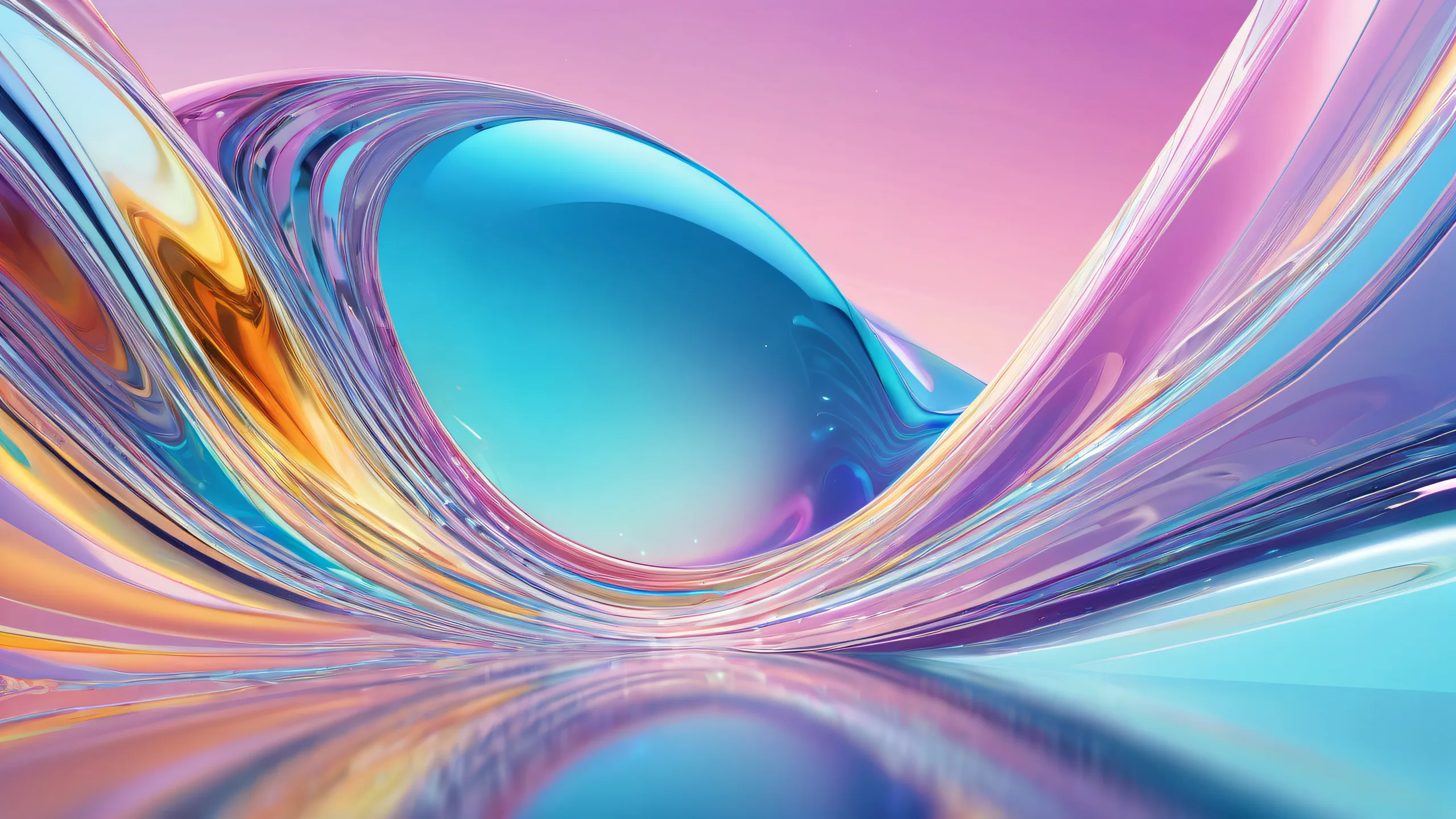 A serene and stunning desktop background featuring a pure void with radiant lighting and ray traced reflections on a desktop/pc