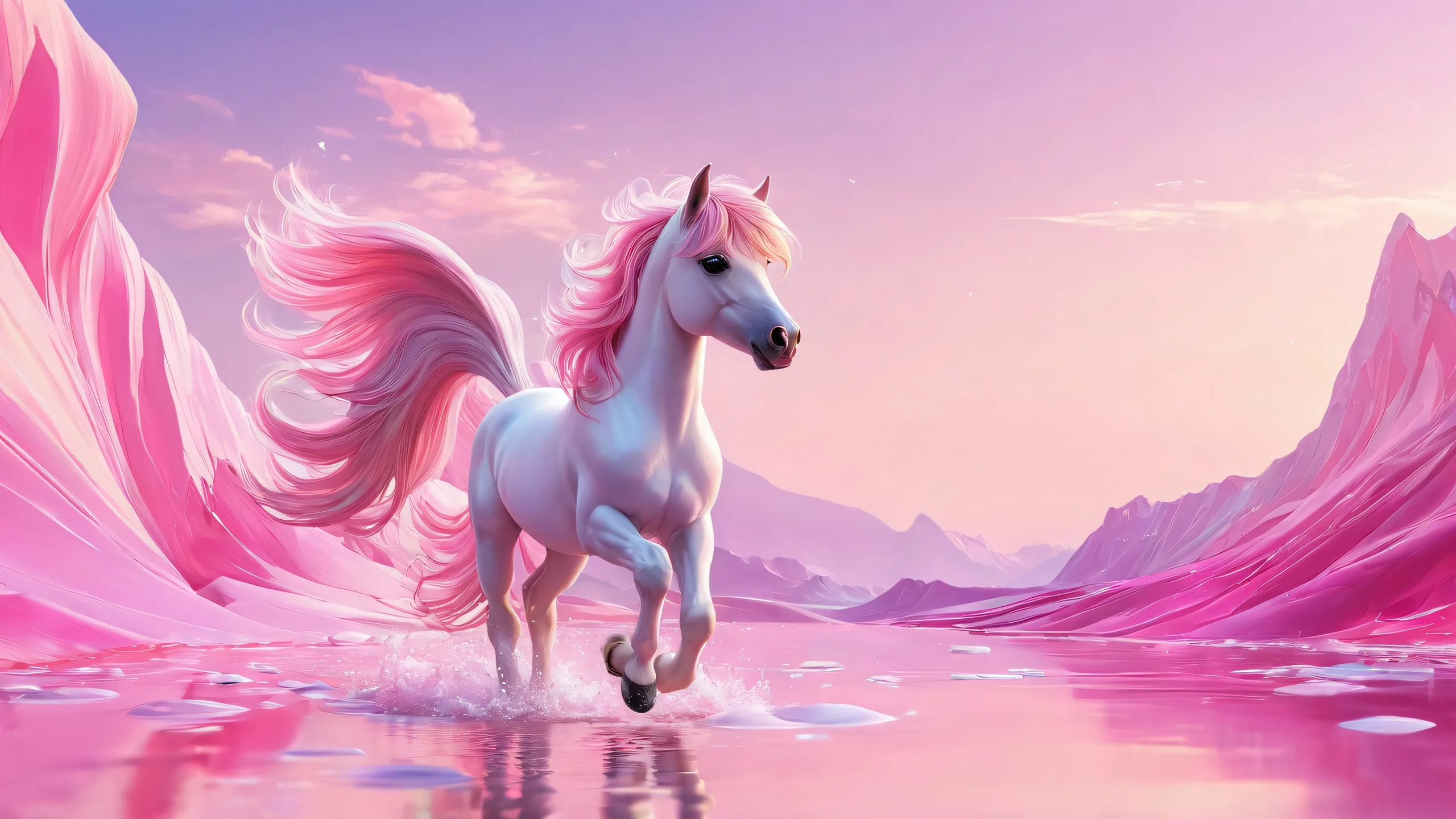 4K Ethereal Horizon of Wonders Desktop Background A stunning fantasy desktop wallpaper featuring a perfectly clean vast pure void with radiant colors and ray traced reflections, ideal for Desktop/PC