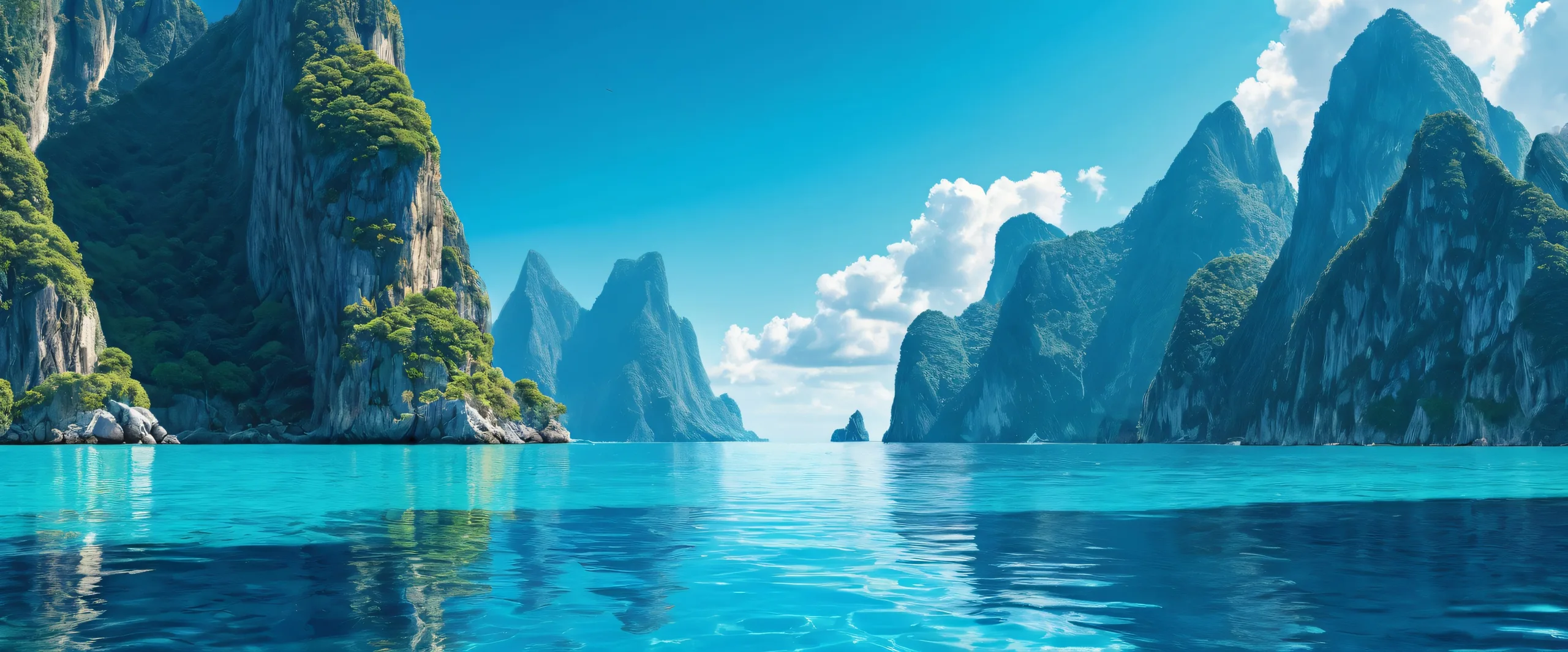 A breathtaking desktop wallpaper of a vast sea on a perfectly clean and pure void, for use on your Desktop/PC.