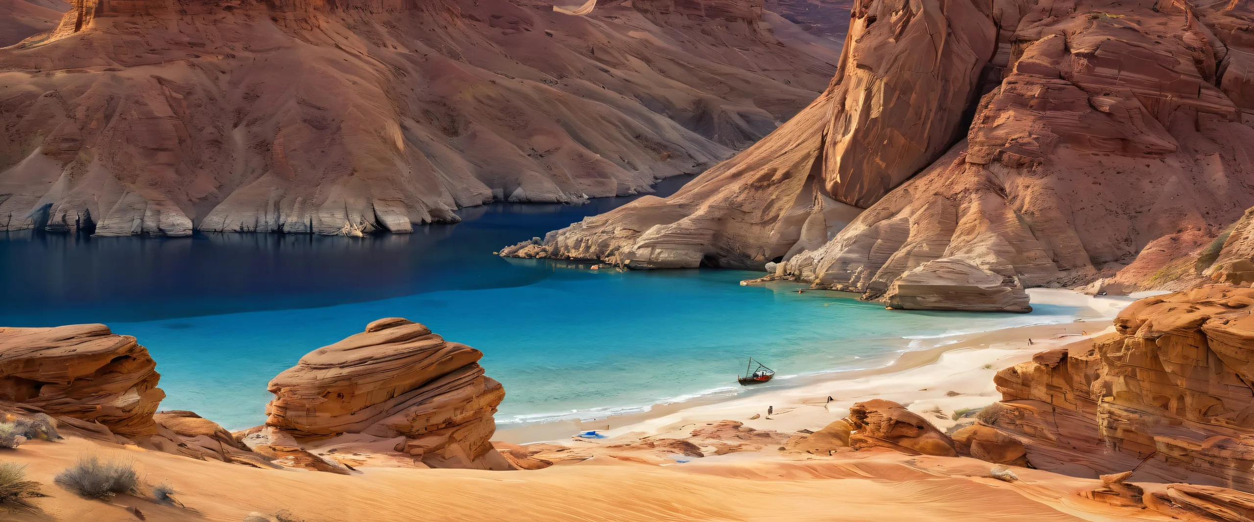 Men standing outdoors amidst a vast pure void with extreme depth of field and ethereal lighting for Desktop/PC use.