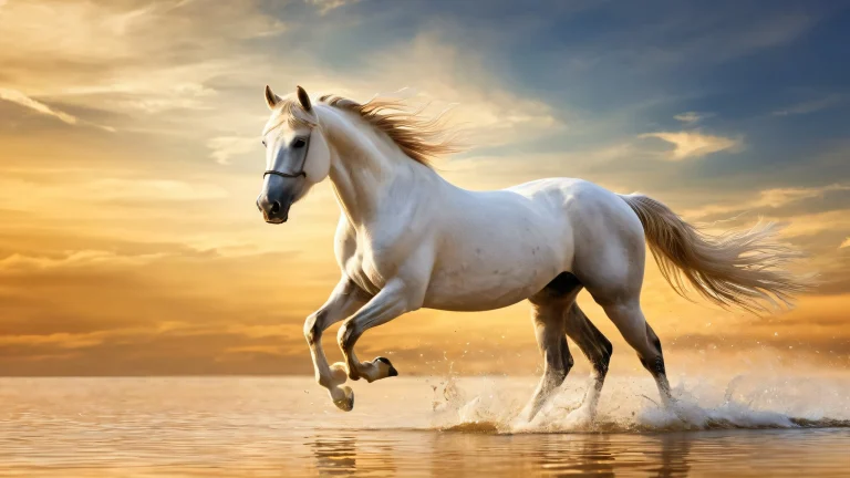 Desktop/PC wallpaper featuring a majestic horse in a vast, celestial void with radiant lighting and stunning visual impact.