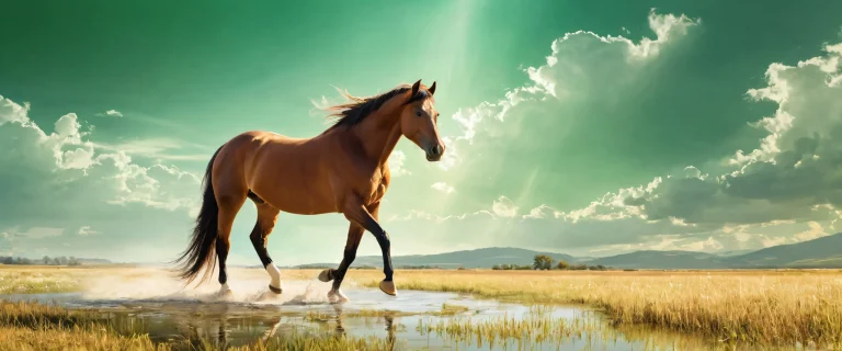 A breathtaking desktop wallpaper featuring a majestic horse set against a pristine pure void with radiant ethereal lighting, perfect for use on Desktop/PC.