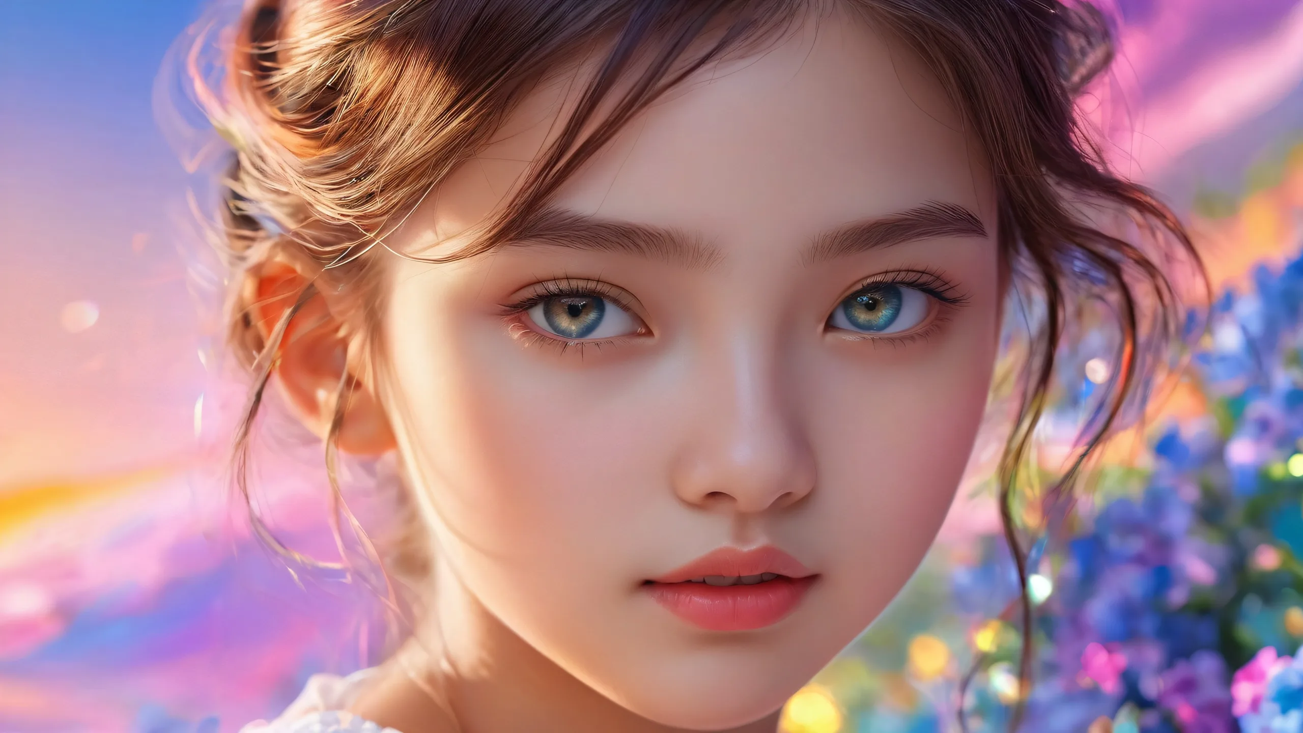 Breathtaking desktop wallpaper of a girl in a vast pure void with extreme depth of field, perfect for Desktop/PC screens.