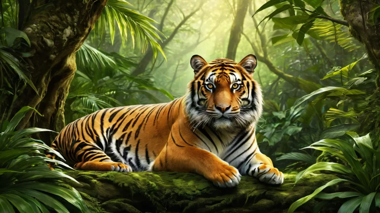 Breathtaking desktop wallpaper featuring a pristine jungle setting with soft lighting and detailed foliage for your Desktop/PC.