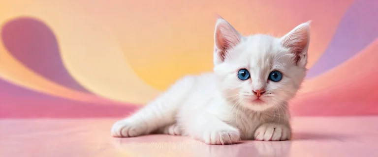 A desktop wallpaper featuring a kitten in a vast, pure void with extreme depth of field and photorealistic background, suitable for a Desktop/PC.