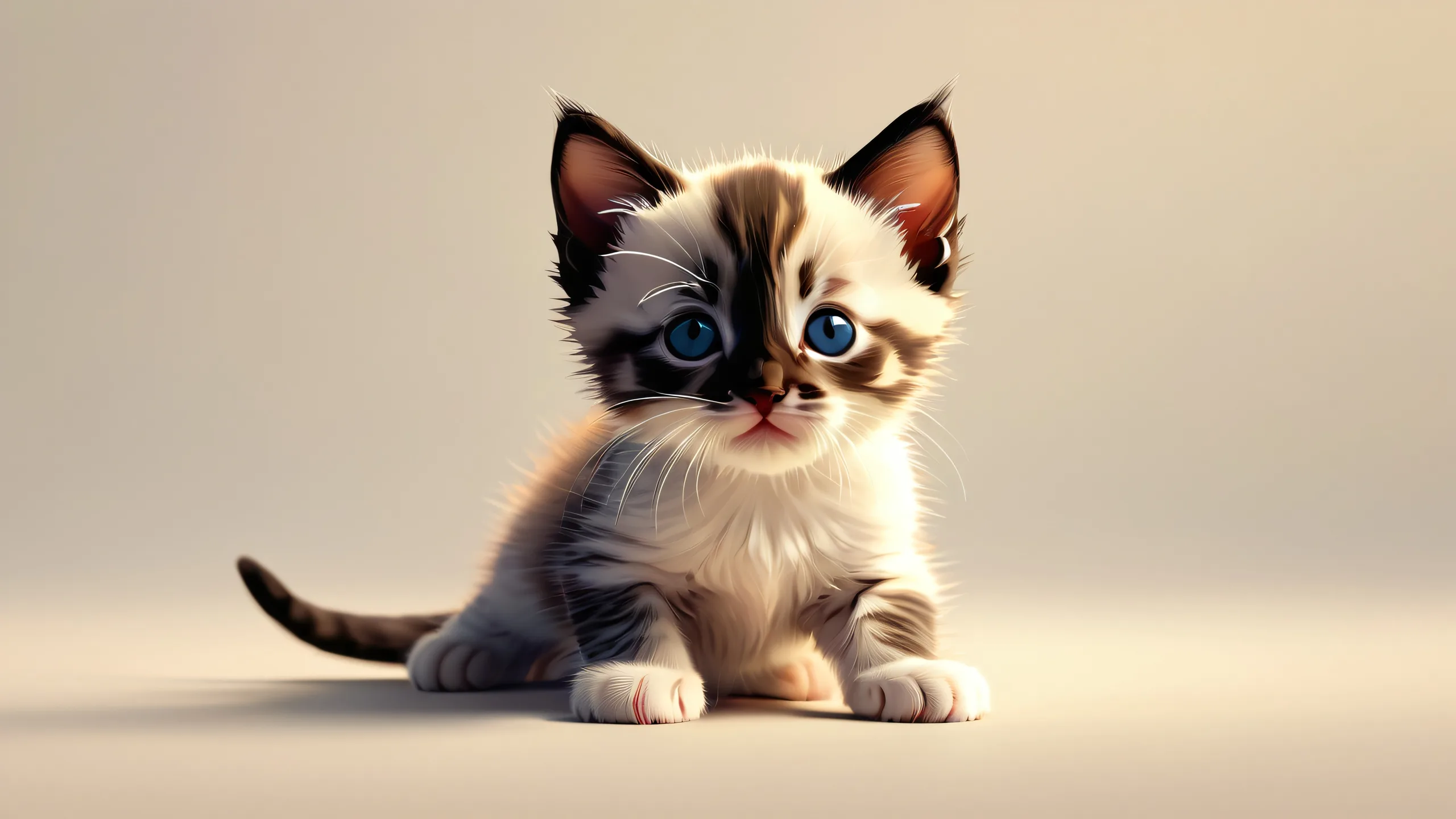 Stunning Ethereal Kitten Masterpiece WallpaperPCやデスクトップに最適 A stunning desktop background of a minimalistic kitten outline against an epic backdrop, perfect for your PC or Desktop.