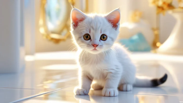 A stunning desktop wallpaper featuring a kitten in a vast, reine Leere, perfect for PC and Desktop use.