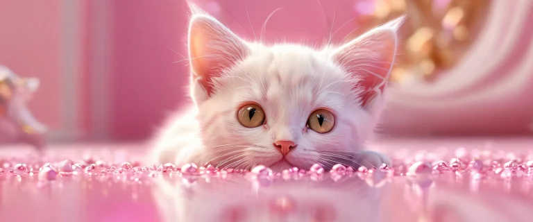 A breathtaking desktop wallpaper of a kitten in a vast pure void on a Desktop/PC