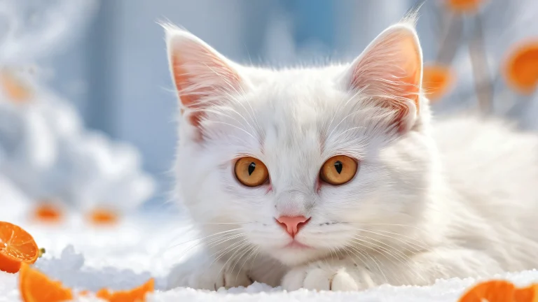 A stunning desktop wallpaper of a kitten in a vast pure void with pristine clarity and ethereal lighting, perfect for your PC or Desktop.