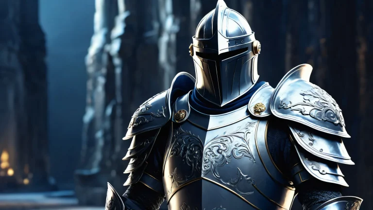 A majestic knight stands against a backdrop of pure void, perfect for your desktop/pc.
