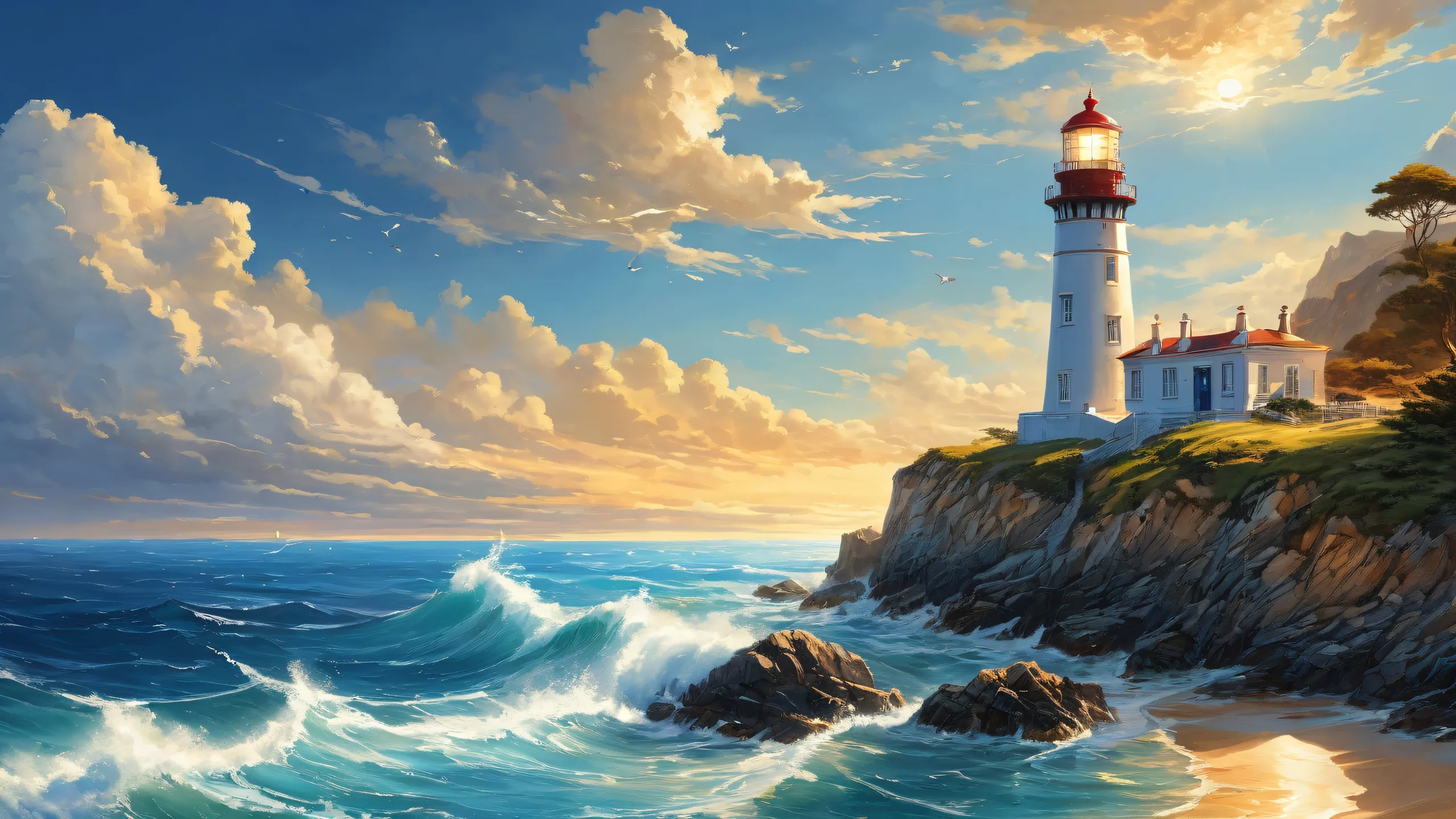 A beautifully rendered lighthouse on a pristine void, perfect for desktop use on PC or Desktop/PC.