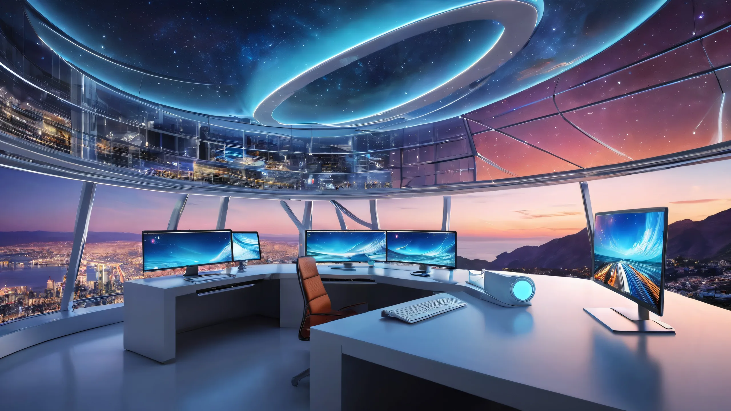 Breathtaking desktop wallpaper featuring a perfect void with subtle hints of futuristic architecture on a Linux-based system, suitable for any Desktop/PC.