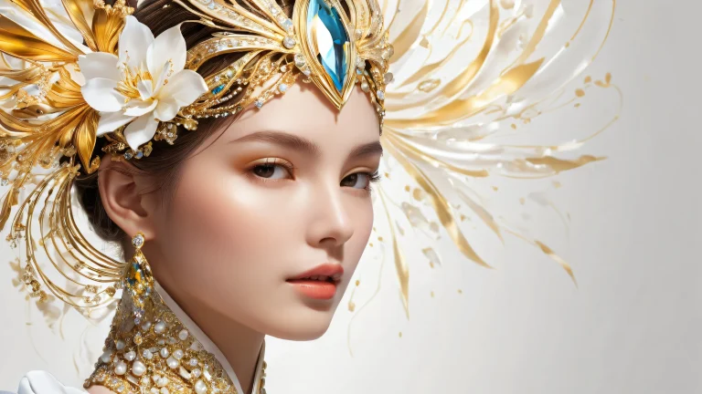 A stunning desktop wallpaper featuring a woman amidst a vast, pure void with extreme depth of field and radiant colors. Perfect for a desktop or PC.