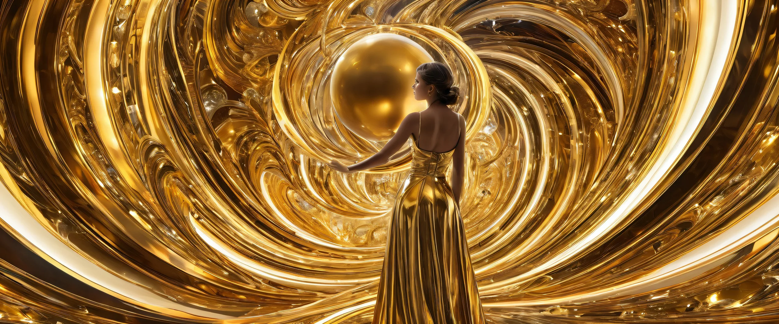 A stunning desktop wallpaper featuring a female figure amidst a vast, pure void with subtle illumination and detailed planetary sphere head, perfect for Desktop/PC screens.