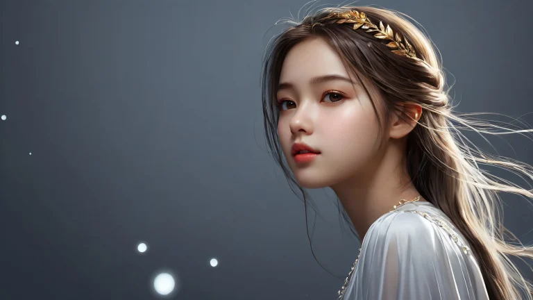 A stunning desktop background featuring a girl amidst a vast, dark void with extreme depth of field and realistic textures, perfect for your Desktop/PC.