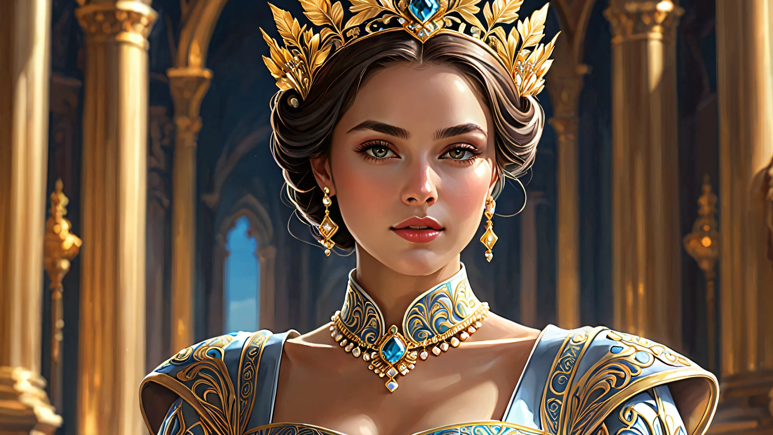 Regal woman set against a pristine void with soft shadows and radiant colors on a desktop or PC.