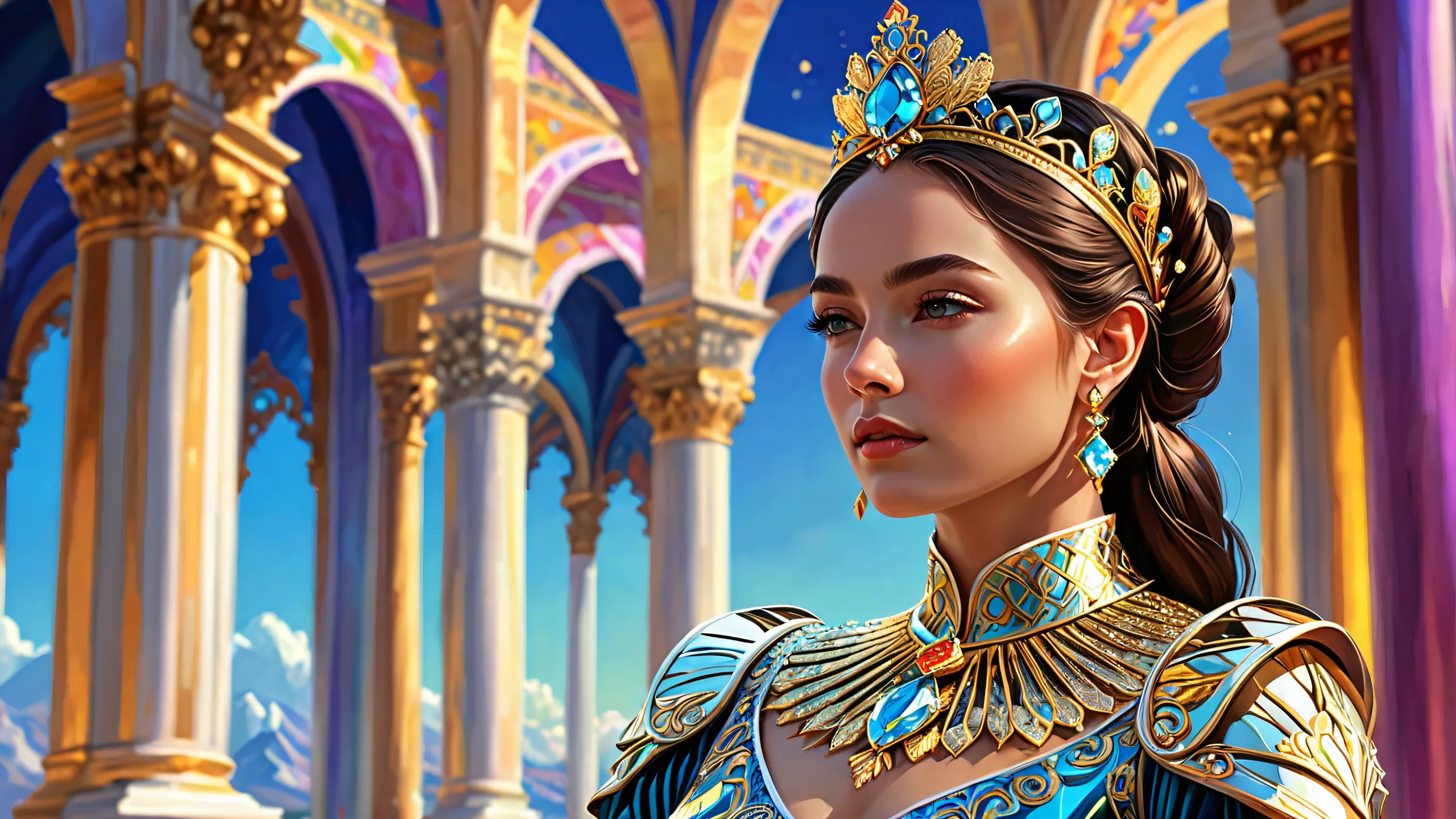 Regal woman amidst a vast pure void, perfect for Desktop/PC backgrounds.