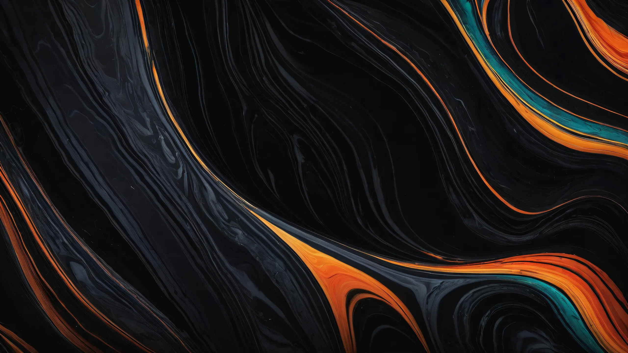 A stunning desktop wallpaper featuring a vast marble void with deep blacks and luminescent accents for a sleek dark mode aesthetic, perfect for your Desktop/PC.