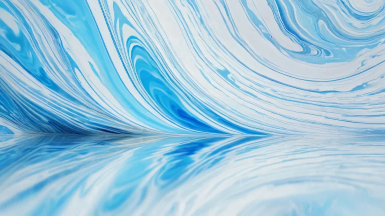 A beautifully rendered desktop wallpaper featuring a vast, pristine marble expanse on a desktop/PC.