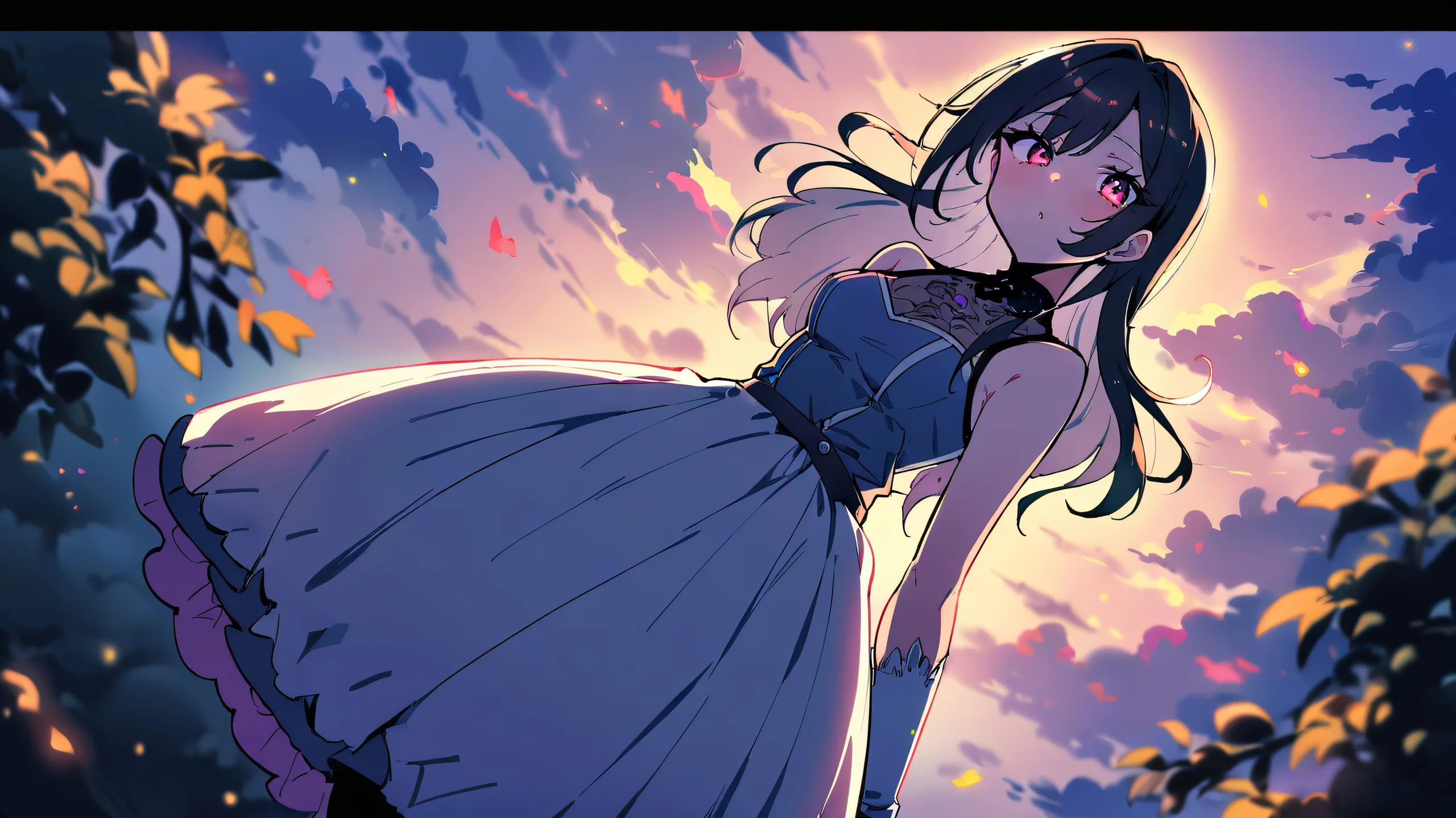 Marin Kitagawa from My Dress-Up Darling looks directly at the viewer against a perfectly clean and vast pure void with extreme depth of field, featuring subtle texture for added dimensionality, best quality and highly detailed illustration.