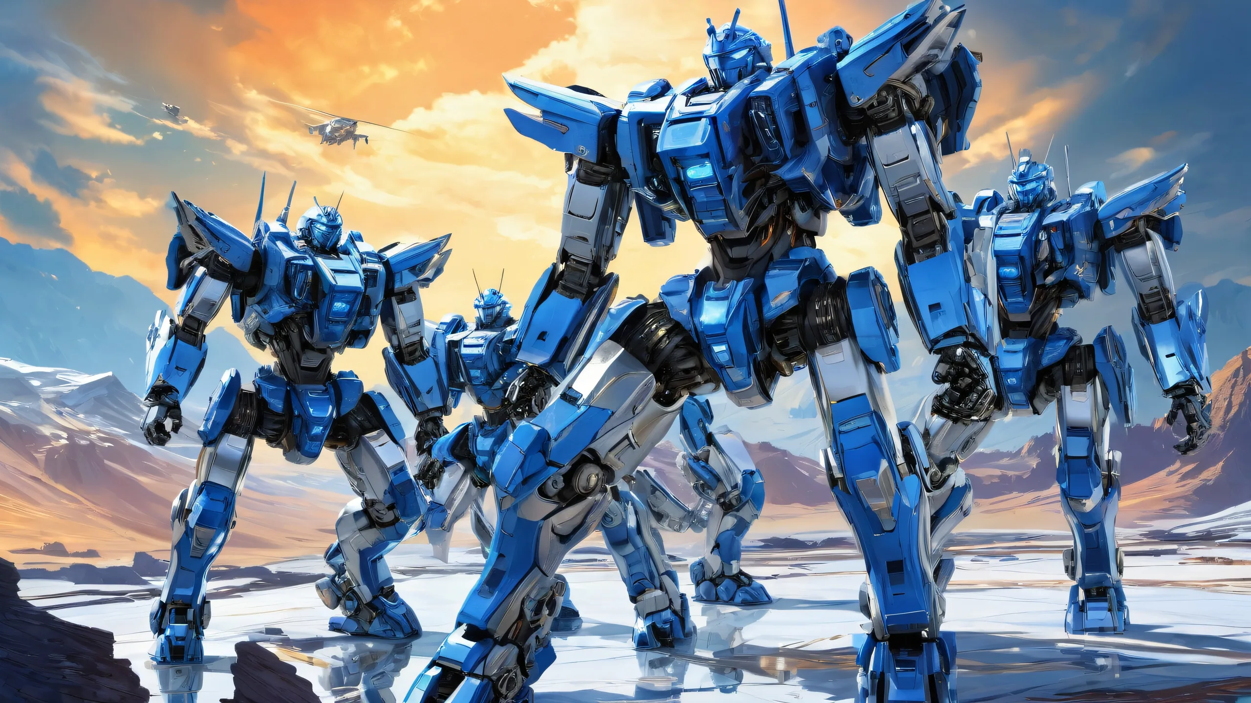 Mechs soaring through a vast pure void, perfect for desktop or PC backgrounds.