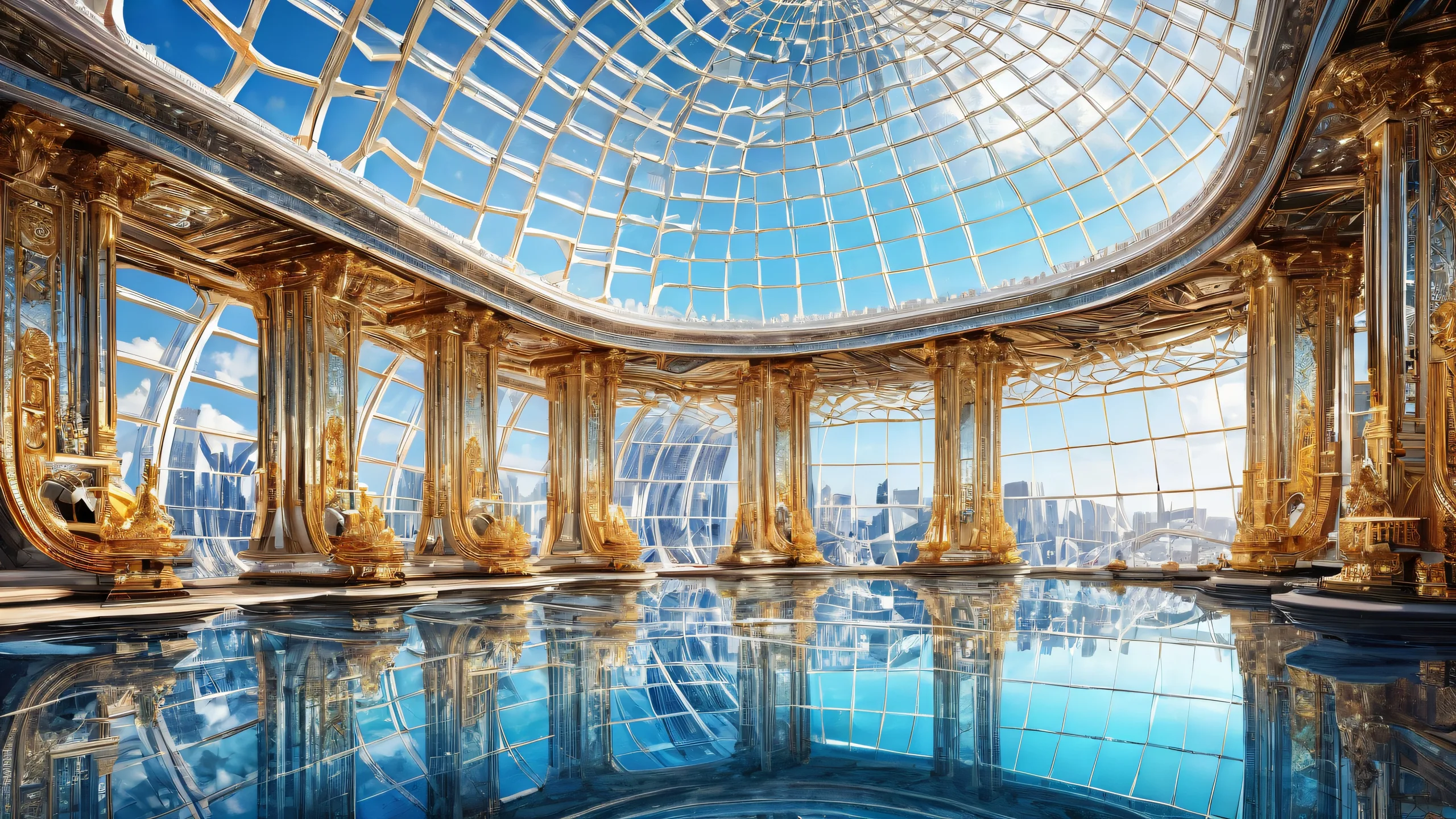 Immersive desktop wallpaper of a megastructure set against a pure void, perfect for PC or Desktop backgrounds.