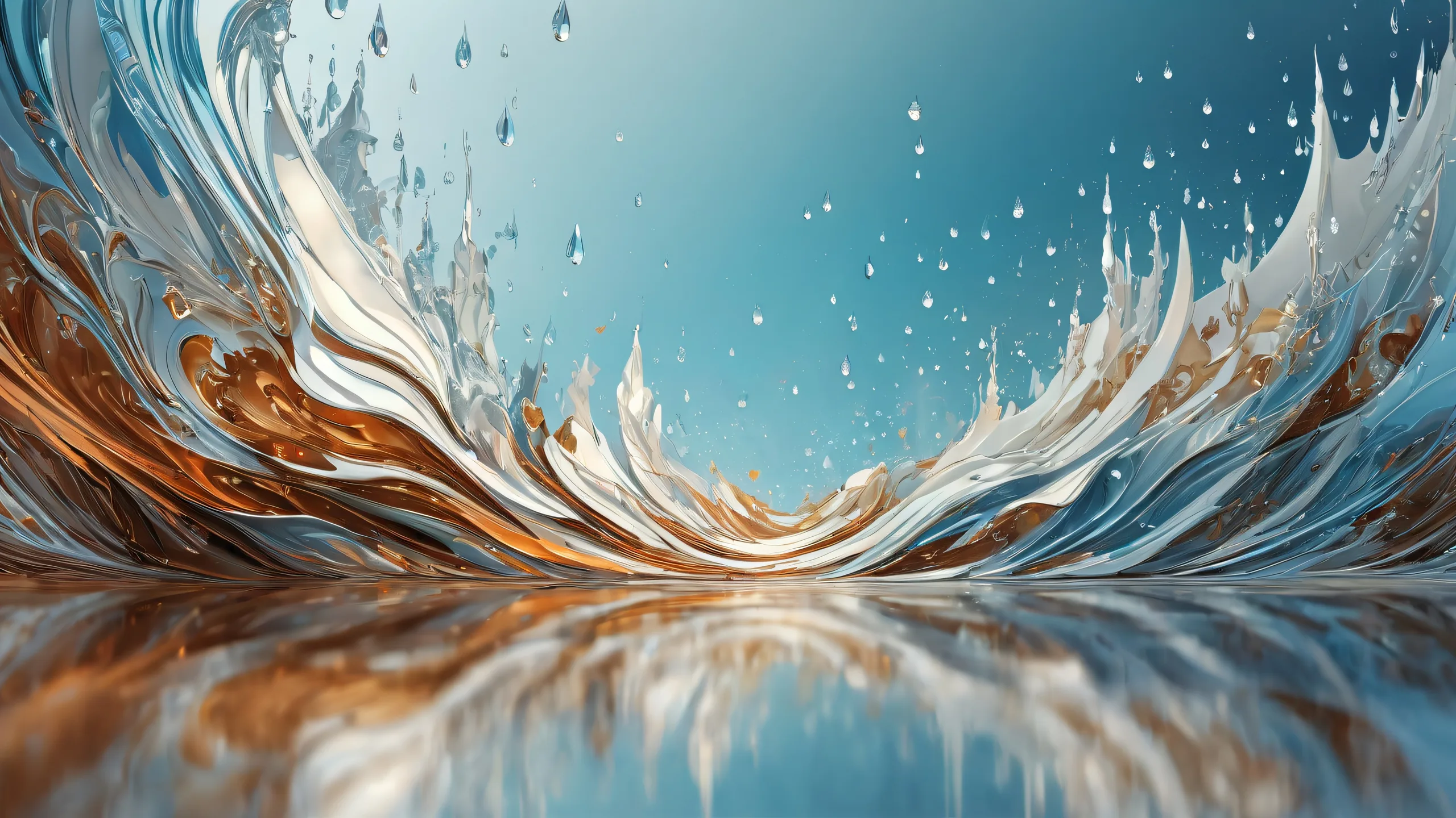 A serene desktop scene of a heroine in a pure void, with rain-soaked atmosphere, perfect for your Desktop/PC.