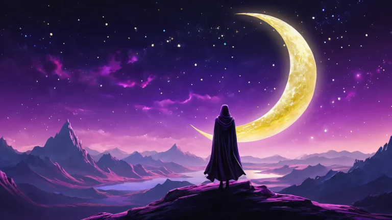 A serene and hauntingly beautiful desktop scene of a vast pure void with a crescent moon glow on a black background, perfect for a Desktop/PC.