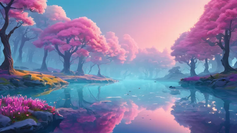 A breathtaking desktop wallpaper of Unreal Shapes on a misty morning with perfect depth of field for Desktop/PC