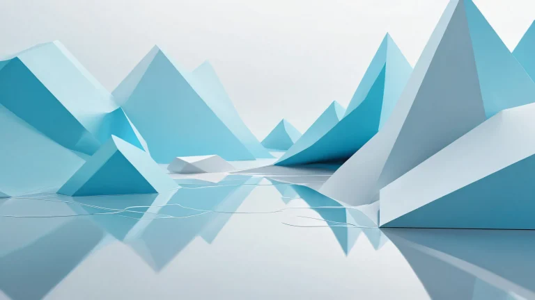 A breathtaking misty morning atmosphere on a desktop or PC, with perfectly clean shapes and extreme depth of field.