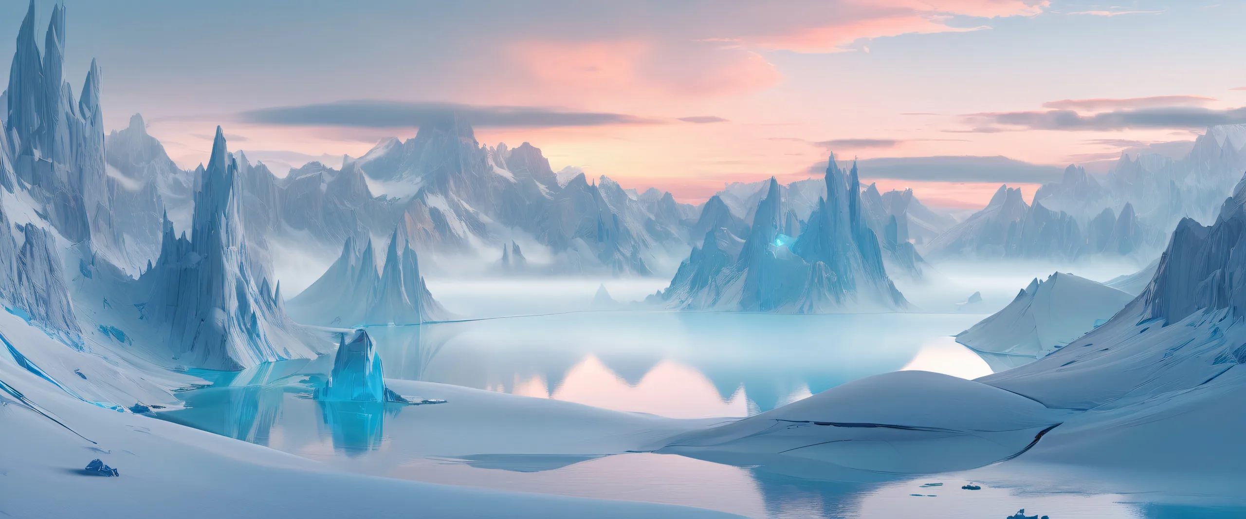 Stunning Ethereal Morning Voidscape Wallpaper A serene desktop image of unreal shapes against a misty morning background with a vast pure void, perfect for your PC or Desktop.