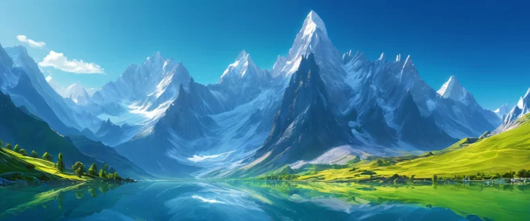 A serene desktop wallpaper of majestic mountains against a pure void, PCやデスクトップに最適.