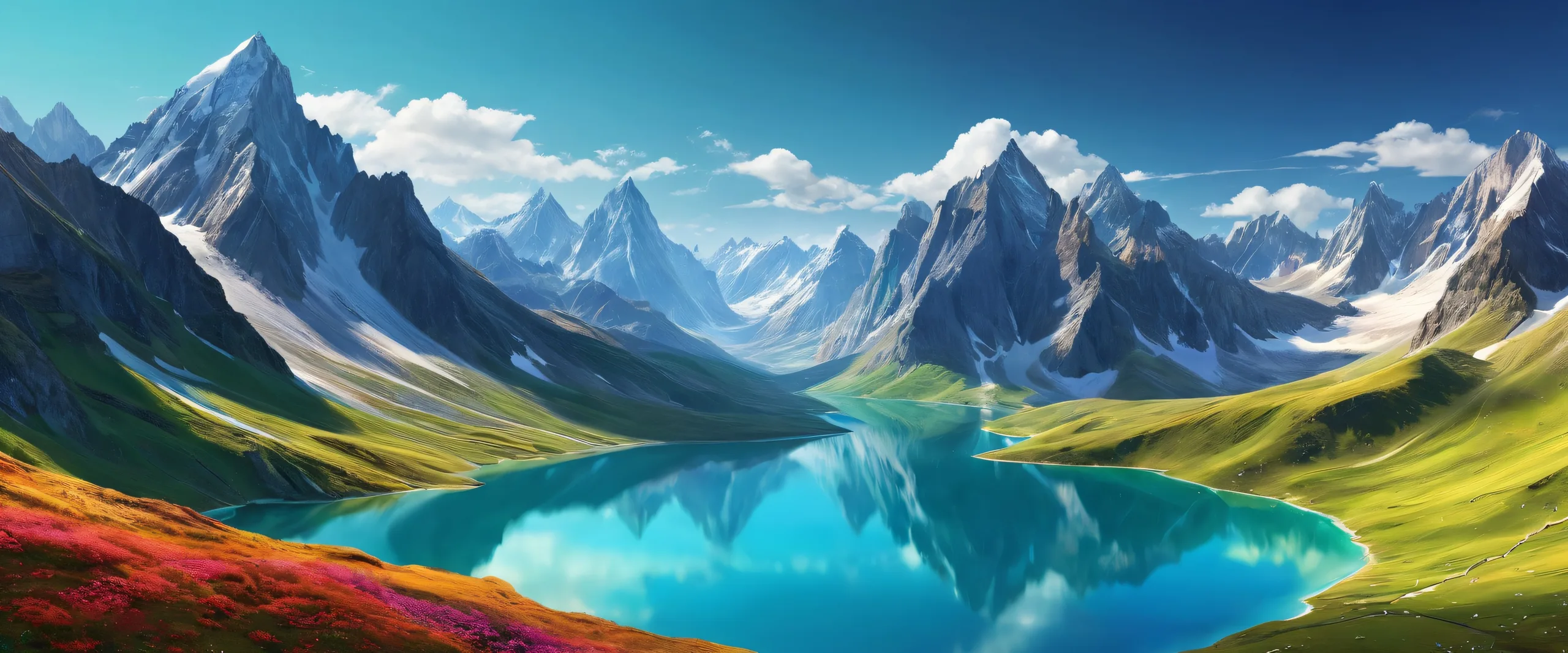 A stunning desktop wallpaper of mountains against a pure void, perfect for your Desktop/PC.