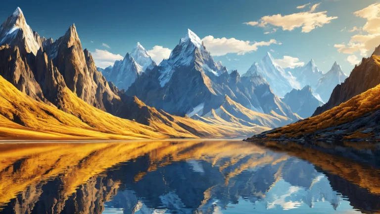 A serene desktop landscape featuring majestic mountains, perfect for a PC or Desktop.