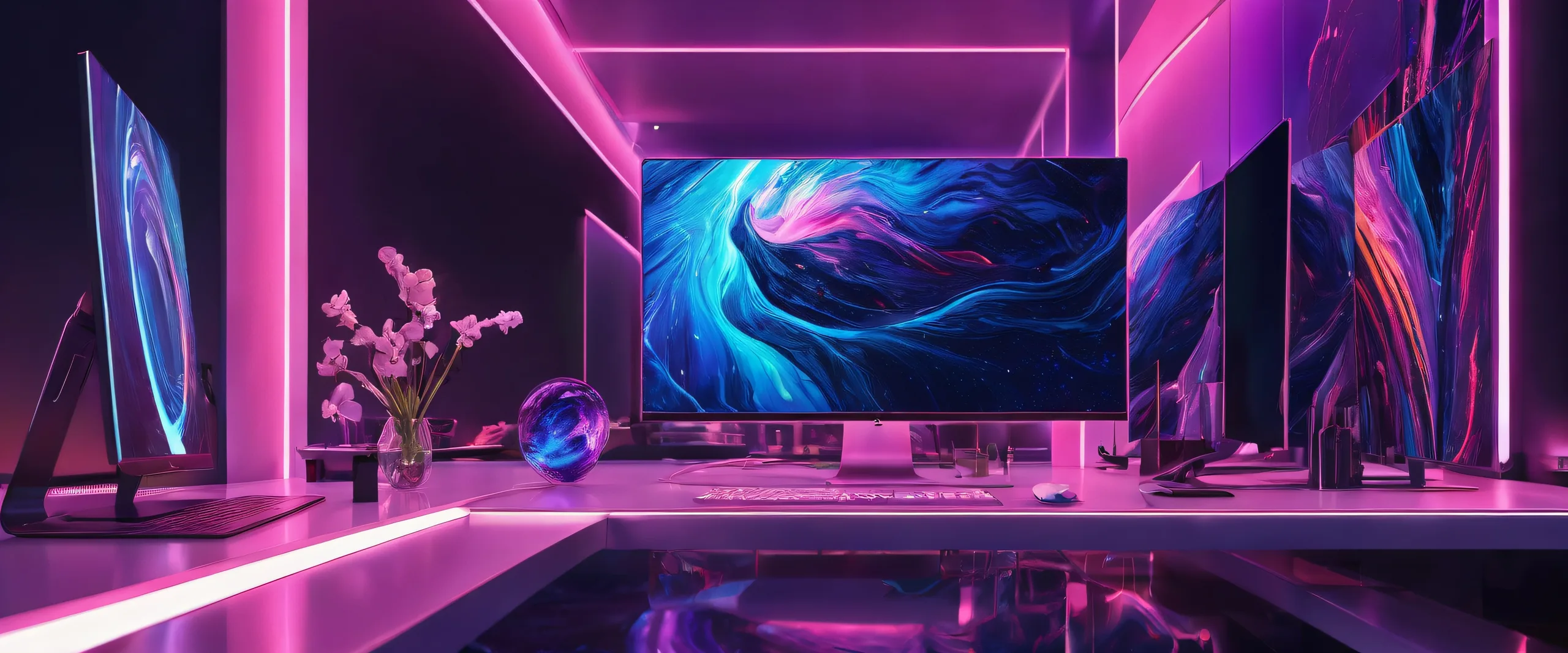 A breathtaking desktop wallpaper of a perfectly clean vast pure void, ideal for a Desktop/PC with a 21:9 ultrawide panoramic aspect ratio.