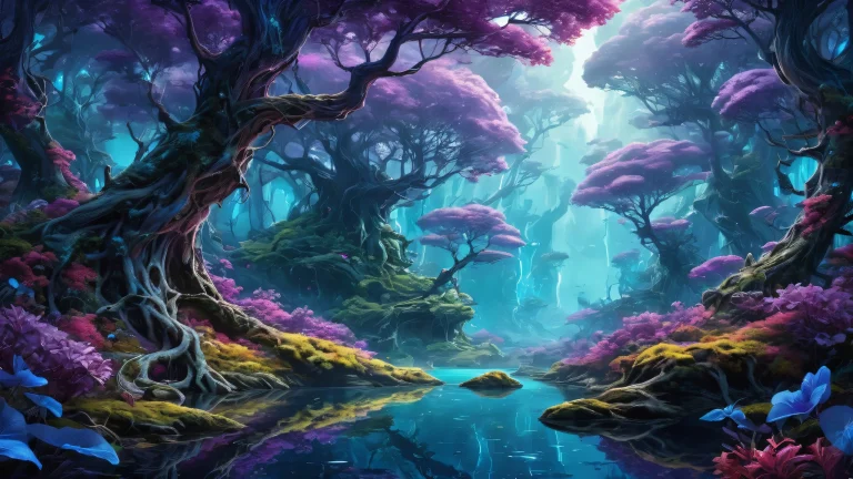 A desktop wallpaper of a futuristic nerve forest, featuring a vast pure void with extreme depth of field, geeignet für PC oder Desktop.