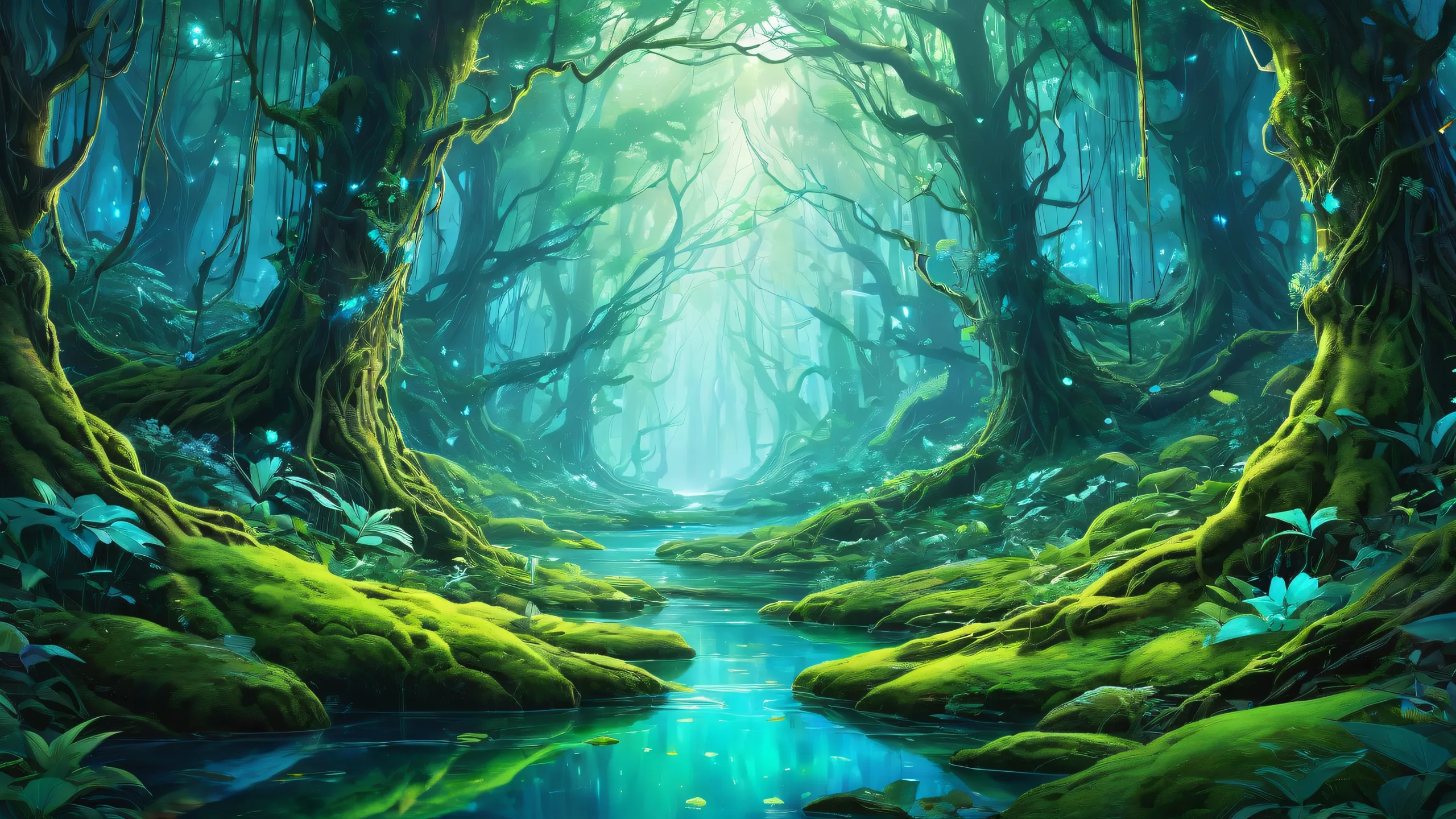 A breathtaking desktop wallpaper of the Nerve Forest, a vast pure void with eerie silence on your Desktop/PC.