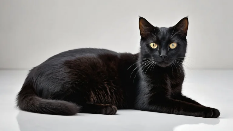 A majestic black cat sits majestically in a vast, pur vide sur un ordinateur de bureau/PC, surrounded by ethereal lighting and brilliant colors.