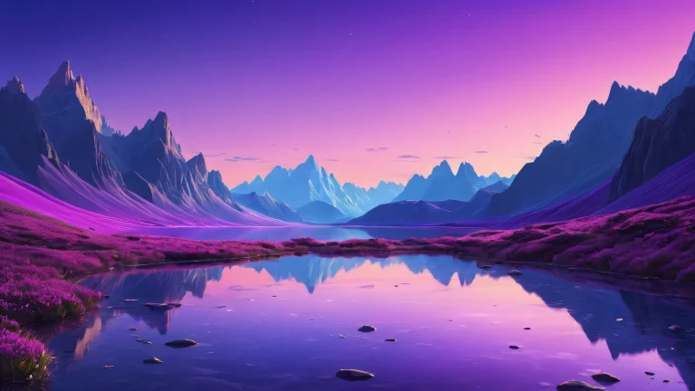 A serene and breathtaking desktop scene featuring a pure void valley with a soft purple and blue glow, Perfekt für Ihren PC oder Desktop.