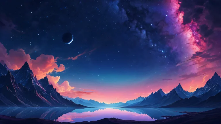 A breathtaking desktop wallpaper of the night sky on a computer or PC screen, featuring a vast and pure void with extreme depth of field and award-winning digital art.