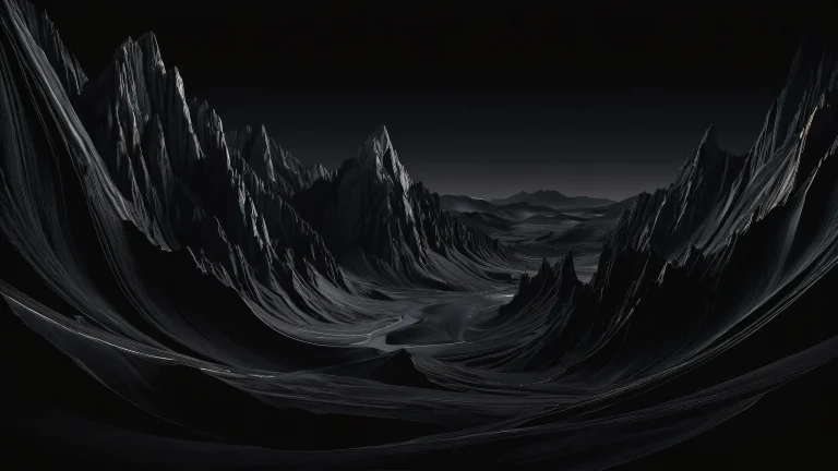 A stunning desktop wallpaper featuring a breathtaking landscape of deep blacks and luminescent accents, perfect for Desktop/PC use.